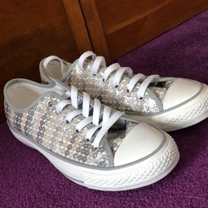 Converse All Star Silver Sequins 7 NEW